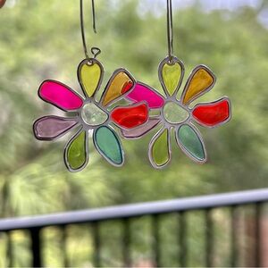 Rainbow Flower Earrings handmade
